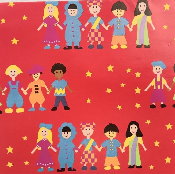 3/10 Vtg Gift Wrap Wrapping Paper Winter Christmas Children Skiing - Picture 4 of 4